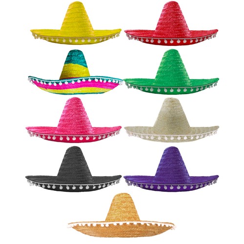 Mexican sombrero pack with pom - sombrero,