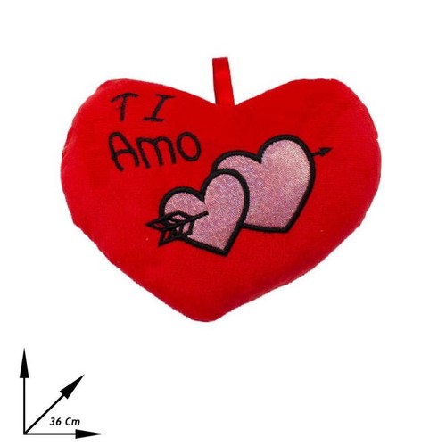 Cuscino cuore peluche rosso - cuscino,
