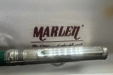 🔴 MARLEN penna stilografica ARGENTO 925 lacca verde pennino iridium M garanzia
