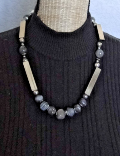 Collana antico perle - collana, grigio