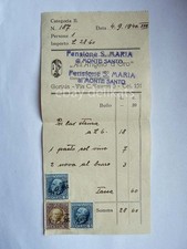 PENSIONE S. MARIA MONTE SANTO Gorizia 1940 vecchia ricevuta fattura ristorante