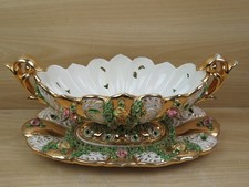 CENTROTAVOLA CIOTOLA E VASSOIO IN CERAMICA SESTO FIORENTINO fiori rilievo di