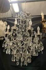 Antico lampadario a sospensione con primi e pendenti in cristallo inizi del X...