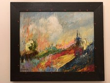 Olio su compensato di legno 40X50 cm Quadro firmato Di Grande certificato cornic