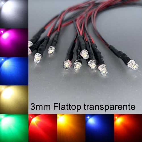 3mm led cablato - 3mm, flattop