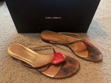Dolce & Gabbana Leather Heart Sandals Size 37 - Comes with Original Box