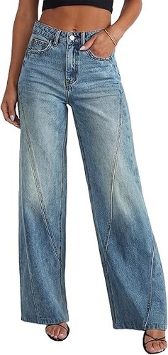 Jeans donna gamba - larga, vita