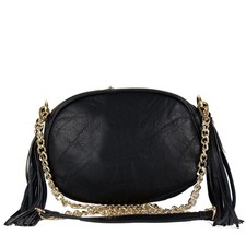 Borsa donna tracolla nera da passeggio ragazza con frange piccola borsetta