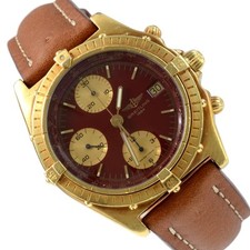 BREITLING Chronomat 81950 quadrante bordeaux oro giallo 18 kt anni '80