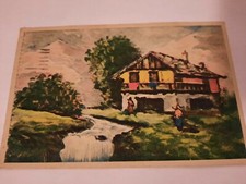 Cartolina  1946  pittura di montagna naif viaggiata 