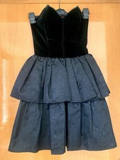 Elegante abito da sera Nero in velluto e in taffetà Vintage