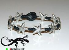 BRACCIALETTO DONNA IN CUOIO CON STELLE IN METALLO BRACCIALE ARTIGIANALE STELLA
