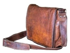 Borsa a tracolla da uomo in vera pelle 18" vintage per laptop messenger fatta...