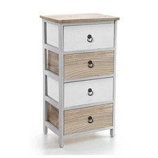 CASSETTIERA IN LEGNO CON 4 CASSETTI IN COLORE BIANCO E NATURALE 40 X 29 X 73 CM