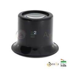 Monocolo da orologiaio in plastica nera forma classica lente minerale ø 24 mm