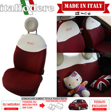 FODERE COPRISEDILI SU MISURA FIAT 500 *POSTERIORE INTERO* Foderine Rosso/Ecrù