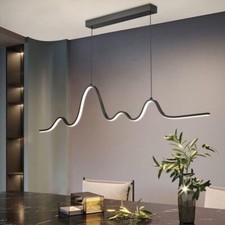 Lampadario a Sospensione Luce da Soffitto LED Moderno Lineare Onda 25 W Nero