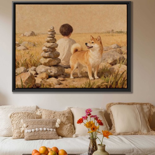 Dipinto olio shiba inu cane - dipinto,