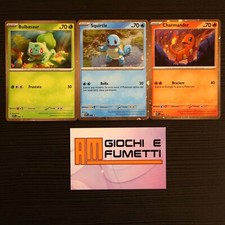 LOTTO 3 CARTE CHARMANDER, SQUIRTLE E BULBASAUR ORIGINALI promo! LOTTO POKEMON