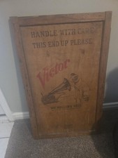 Antica cassa Victor Victrola Nipper insegna superiore giradischi "His Masters Voice"