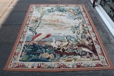 Arazzo Aubusson Originale In Lana Marrone Design Francese Fatto A Mano 220x150cm