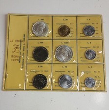 REP. ITALIANA,SERIE DIVISIONALE LIRA 1970 ROMA,9 VALORI CON 2 PZ AG 25,60 GR,FDC