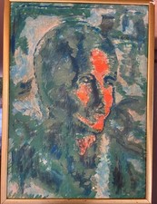 ROCCO BORELLA -  volto - acrilico su tela (probab. anni '60) cornice