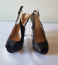 Decolletè aperta glitter nero numero 37 tacco 15 nuova