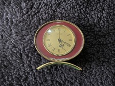 Sveglia Swiss Looping 8 giorni 15 gioielli ottone smalto rosso scrivania anni 50