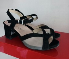 Sandali con tacco Loren numero 40, nero e beige, pelle e camoscio, tacco 70 mm