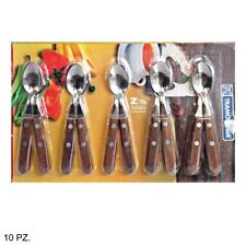 SET 10 CUCCHIAINI TRAMONTINA IN ACCIAIO CON MANICO IN LEGNO TRADIZIONALE PER THE