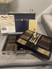 SBS Bestecke Solingen 70pz posate placcate in oro 23/24 + custodia