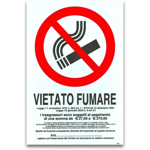 Cartello vietato fumare 20x30 - fumare,