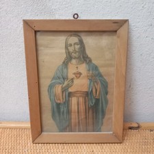 Antico Vecchio Epoca Quadro Sacro Cuore Di Gesu'