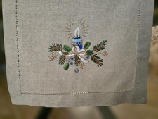 Runner natalizio ricamato a mano in canapa di lino 34 x 176 cm corsia natale