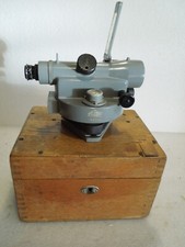 livella ottica vintage con scatola in legno