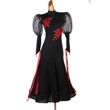 Latin Ballroom Dance Dress Modern Salsa Waltz Standard Long Dress#F503 3 Colors