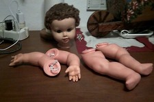 pz di ricambio x bambolotto sistema elastici anni 50 testa e arti  leggi misure.