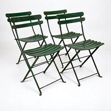 Set Sedie Antiche pieghevole richiudibile verdi in legno da giardino Shabby '30