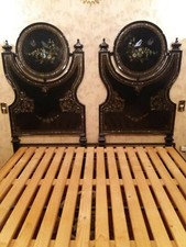 Spalliere 2 separate per letto in ferro lavorate intarziate pezzi unici