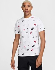  T-shirt maglia maglietta UOMO Nike Bianco Festival all over print Girocollo 