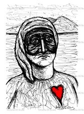 Stampa acquerello maschera di