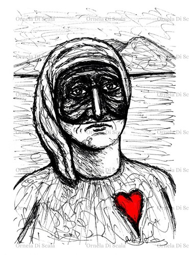 Stampa acquerello maschera - , di