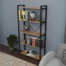 Libreria 5 Ripiani Scaffale Ferro Legno Stile Industrial 88x34x180 Derek Rovere