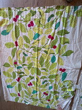 Ikea Stockholm Blad verde foglia rosso lino misto cotone 2 pannelli tenda tiranti