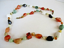 Collana vintage anni '60 in ottone e pietre dure n. 2 stile Trifari Coro