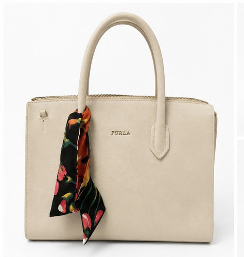 Furla beige satchel - top, handle