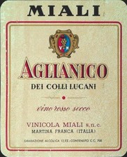 AGLIANICO DEI COLLI LUCANI - MIALI MARTINA FRANCA - ETICHETTA VINO