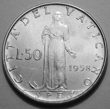 Vatican City 50 Lire Coin 1958