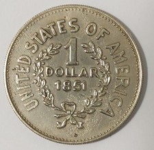 COPIA MONETA 1 ONE DOLLARO 1851 UNITED STATES AMERICA USA NO ARGENTO INDIAN HEAD